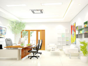 Freshly cleaned office floor